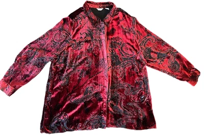 Blusa de vacaciones de cachemira de terciopelo Burnout Laura Ashley talla grande para mujer Foto 1 de 4