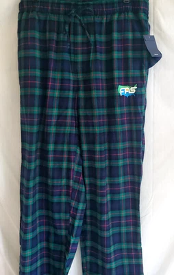 Lands End Flannel Pajama Pants L Blue Green Red Plaid Lounge Pants FAS LOGO - Image 1 of 4