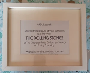 Framed the Rolling Stones Press party ticket White black and blue tour invite  - Picture 1 of 12