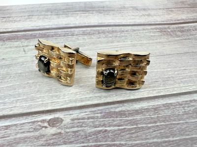 Gemelos vintage de piedra tejida con canasta de oro T2 de 2 cm JB20 Foto 1 de 4