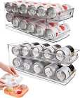 2 Pack Rolling Soda Can Dispenser for Refrigerator with 1 Pack Ice Ball