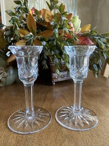 Waterford Crystal Lismore 5 3/4" Candlesticks Candle Holders Never Used Pair EUC - Picture 1 of 12