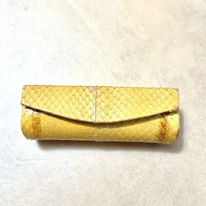Gelbes Schlangenleder Vintage Lippenstift Etui von Aspects mit Spiegel - Bild 1 von 10