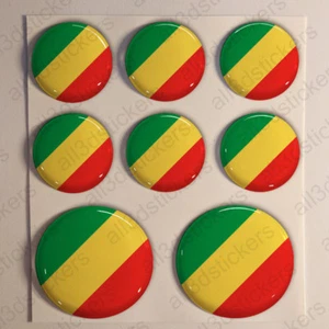 Stickers Republic of Congo Gel Domed Resin 3D Flags Vinyl Sticker Decals Helmet - Imagen 1 de 1
