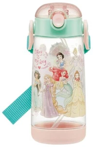 Skater Water Bottle 480ml Children's Clear Bottle with Straw Disney Princess - Picture 1 of 9