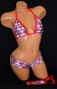 Sexy conjunto de tanga pantalones cortos crujientes UV brillantes exóticos bailarines Stripper Ware - Imagen 1 de 2