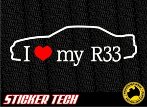 CALCOMANÍA PEGATINA I LOVE (HEART) MY R33 SEDÁN 4 PUERTAS PARA ADAPTARSE NISSAN SKYLINE GT DRIFT - Imagen 1 de 2