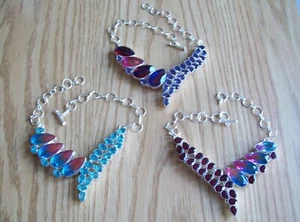 Choice New Rainbow titanium necklaces chunky stone purple aqua crimson red pink  - Picture 1 of 9