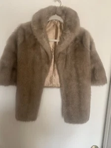 Vintage Regina Glenara By Glenoit Taupe- Faux Fur - Shawl Collar M/L PreOwned - Picture 1 of 7