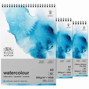 Winsor&Newton Carta per Acquerello Grana Fine con Spirale 300gr 12 Fogli Cotone - Foto 1 di 7