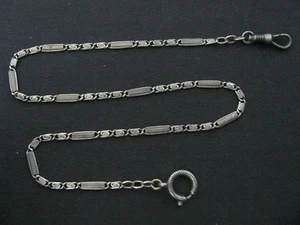 Antique Solid Silver Niello Pocket Watch Chain - Picture 1 of 4