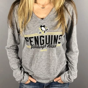 Camiseta Pittsburgh Penguins - Mujer Reebok Gris Manga Larga (Mujer S,M,L,XL) - Imagen 1 de 2