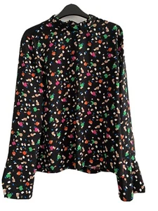 FURTHER REDUCED!! WAREHOUSE BLACK/MULTI BLOUSE SIZE 14 - Bild 1 von 5