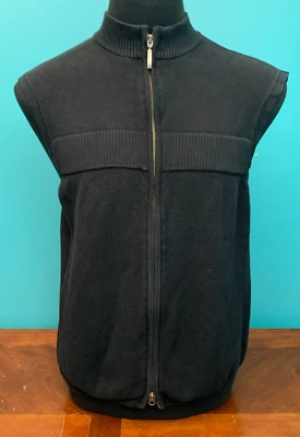 Geoffrey Beene Men's Full Zip Sweater Vest - Size Medium, Black, 100% Cotton - Image 1 of 4
