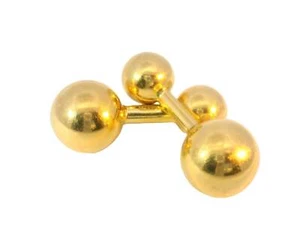 Handsome Estate 14K Yellow Gold Ball Sphere Mens Cufflinks - Picture 1 of 2