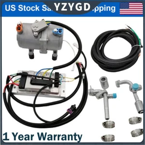 A/C 12V Electric Compressor For Auto AC Air Conditioning Car Truck Bus Set - Foto 1 di 11