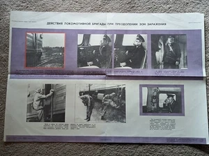 BIG Soviet Poster Chernobyl Nuclear Cold war Stalker2 railway EXTRA RARE34" USSR - Picture 1 of 14