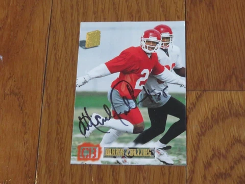 Mark Collins Autographed Hand Signed Card Kansas City Chiefs Topps Cover