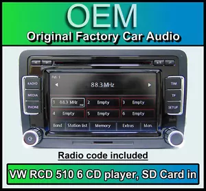 VW Caddy car stereo, RCD 510 radio 6 CD changer, touchscreen SD card, Volkswagen - Picture 1 of 5