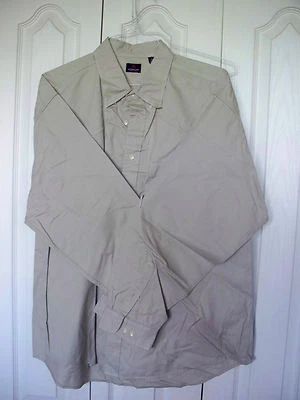 XL XLarge Arrow Beige Dress Casual  Button-Front Cotton Mens Long Sleeves Shirt - Image 1 of 3