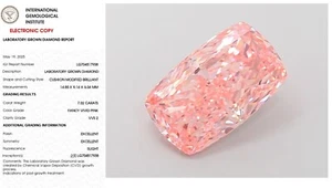 7.02 Cushion Lab Grown Diamond For Engagement Ring IGI Fancy Vivid Pink VVS2 - Picture 1 of 10