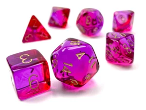 CHX26467 Gemini Translucent Red Violet/Gold Dice Set DnD RPG Dungeons n Dragons - Picture 1 of 2