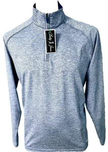 Bobby Jones Performance 1/4 zip golf top layer Mens Large pullover Marina Blue - Picture 1 of 3
