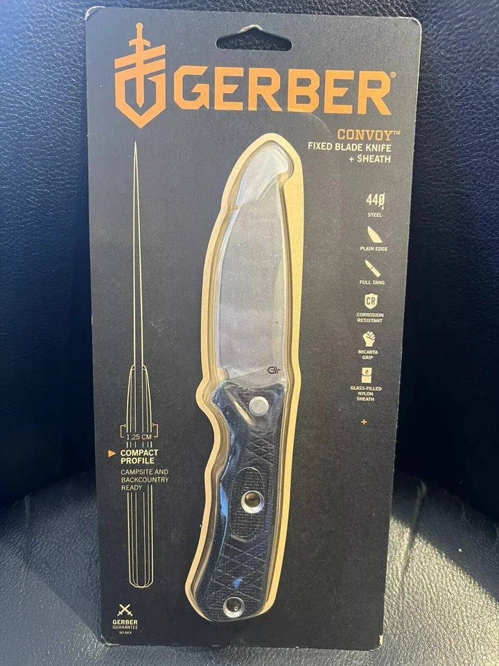 Gerber Convoy 1066484 Fixed Blade DROP POINT Knife Morel Brown W Nylon Sheath SC