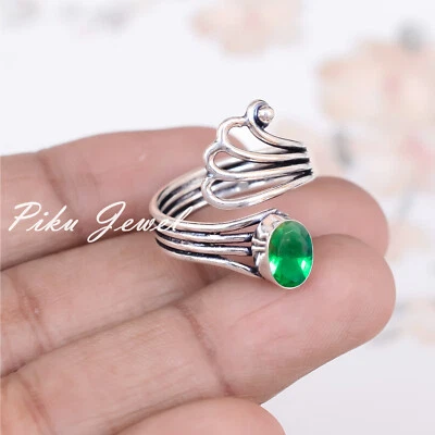 Chrome Diopside Gemstone 925 Sterling Silver Handmade Ring For Women Special Day - Image 1 of 4