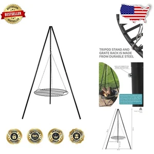 Heavy-Duty Outdoor Cooking Tripod with 20 lb Grate - Worry-Free Warranty - Picture 1 of 11