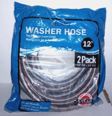 Mangueras para lavadora Kelaro 12' pies (paquete de 2) - 3/4" FHT x 3/4" FHT - nuevas Foto 1 de 4