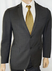 36R John Varvatos Blazer - Men 36 Charcoal Pinstripe 2Btn Wool Suit Jacket