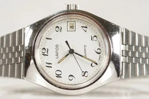 LANCO Swiss Quartz 3 Jewels White Dial Date Indicator Lanco 806-1278 Stepper Set - Picture 1 of 7