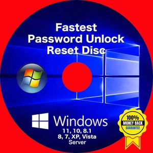 Windows Instant Password Reset Disc for Win 11, 10, 8.1, 8, 7, XP, Vista, Server - Picture 1 of 2