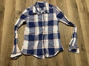 Gap Kids Shirt, Girl's Size Large, Blue, Plaid, Button Up, Long Sleeve - Picture 1 of 9