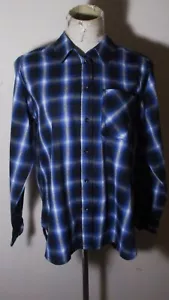 Women's TIME and TRU Blue Long Sleeve Flannel Shirt Size M 8-10 NWT - Picture 1 of 6