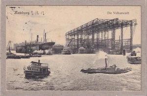 Ansichtskarte Hamburg - Blick auf die Vulkanwerft mit Dampfer "Erna" - 1912 - Picture 1 of 2