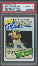 1980 Topps #482 Rickey Henderson Autograph RC Rookie Gem Mint PSA DNA 10 Auto