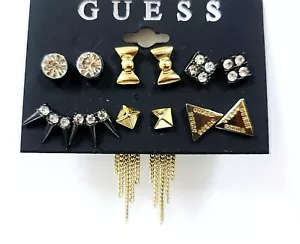 Nuovo Set Di 6 GUESS Argento, Rosa, Oro, Cristalli, Fiocco, Crown, Trangle, Lobo - Foto 1 di 3