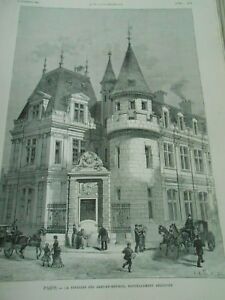 Paris la fontaine des Arts et Métiers Glacier Gravure 1883