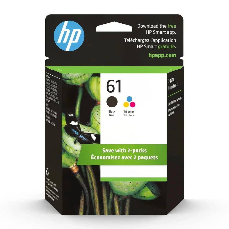 Genuine HP 61 61 CR259FN Combo Pack Ink Cartridges 2021 OEM NEW - Image 1 of 1