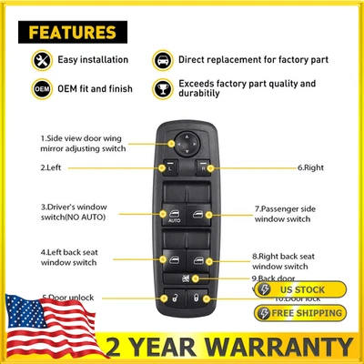 Interruptor maestro de ventana eléctrica para Jeep Liberty 2008 2009 2010 2011 2012 21 pines 1X Foto 1 de 4