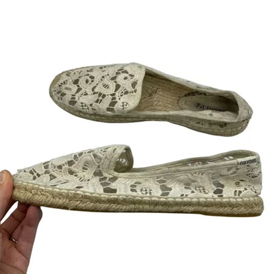 Soludos Mujer Crema Tulipán Encaje Alpargata Sin Cordones Zapatos Mocasines Planos Talla 9 Foto 1 de 4
