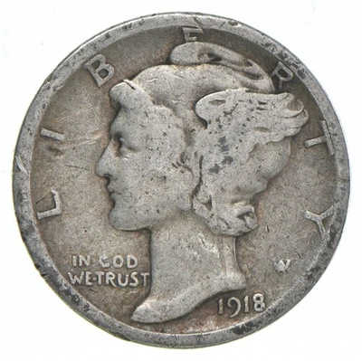 G+ 1918-D Mercury 90% Silver Dime *2451 - Image 1 of 4