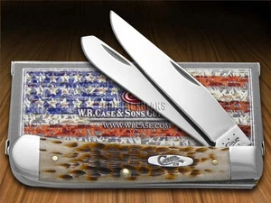 Case xx Knives Trapper Jigged Amber Bone Handle Pocket Knife Stainless 00164 - Picture 1 of 4