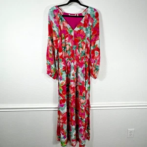 Soft Surroundings Evalina Floral Maxi Dress Women's M Long Sleeve Tropical - Picture 1 of 18