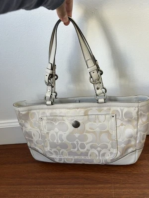 Raro Bolso de Mano Y2K Coach Signature Jacquard Gamuza Cuero Bolso de Hombro 10146 Foto 1 de 4