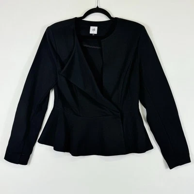 Cabi Womens 8 Blazer Jacket Black Knit Asymmetrical Tailored Flared Business - Image 1 of 4