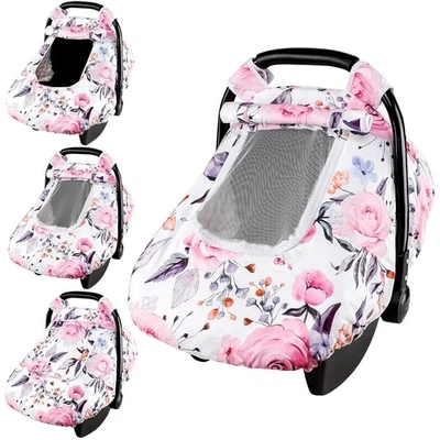 Funda de asiento de coche floral para bebé niñas, fundas de asiento de coche infantil toldo para recién nacido con... Foto 1 de 4