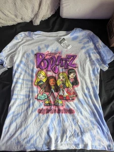 BRATZ white Blue Tie Dye graffiti T-shirt Size XL Women New W/Tag Rue21 - Picture 1 of 4